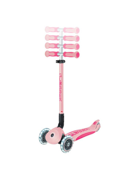 Детска сгъваема тротинетка с родителски контрол Globber Go Up Deluxe Flash Lights, розова