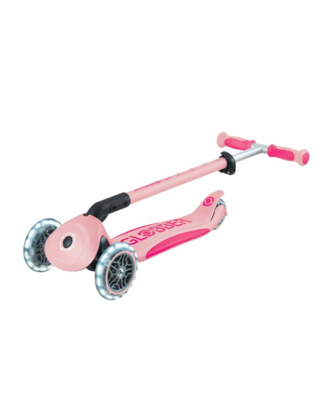 Детска сгъваема тротинетка с родителски контрол Globber Go Up Deluxe Flash Lights, розова