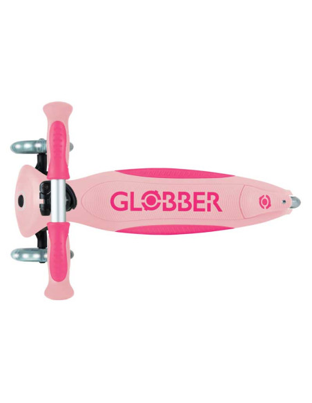 Детска сгъваема тротинетка с родителски контрол Globber Go Up Deluxe Flash Lights, розова