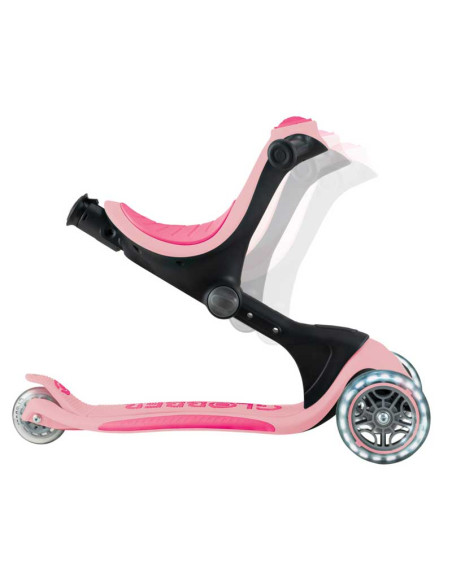 Детска сгъваема тротинетка с родителски контрол Globber Go Up Deluxe Flash Lights, розова