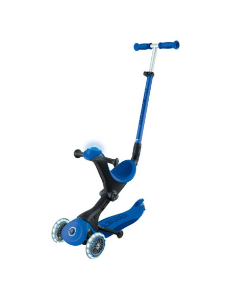 Детска сгъваема тротинетка с родителски контрол Globber Go Up Deluxe Flash Lights, тъмно синя
