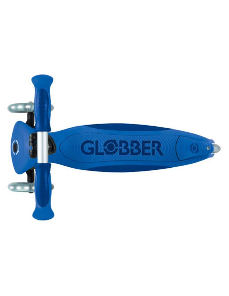 Детска сгъваема тротинетка с родителски контрол Globber Go Up Deluxe Flash Lights, тъмно синя