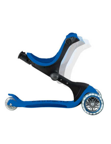 Детска сгъваема тротинетка с родителски контрол Globber Go Up Deluxe Flash Lights, тъмно синя