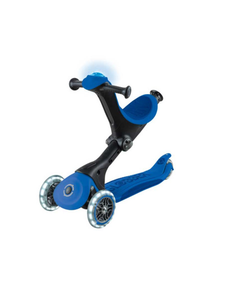 Детска сгъваема тротинетка с родителски контрол Globber Go Up Deluxe Flash Lights, тъмно синя