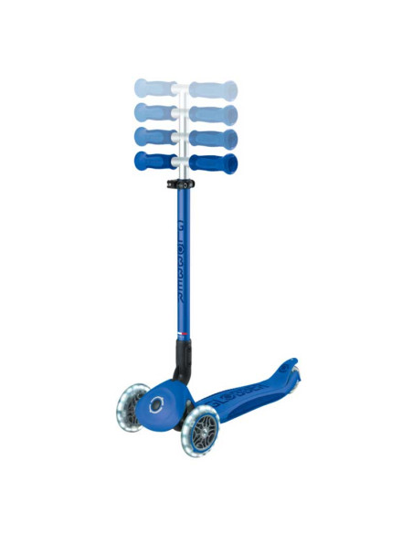 Детска сгъваема тротинетка с родителски контрол Globber Go Up Deluxe Flash Lights, тъмно синя