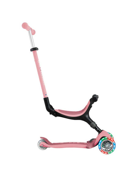 Сгъваема тротинетка с родителски контрол 5 в 1 Globber Go Up Active Lights, пастелно розова