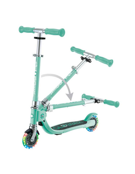 Детска сгъваема тротинетка с две светещи колела Globber Flow Foldable Junior Lights - ментова
