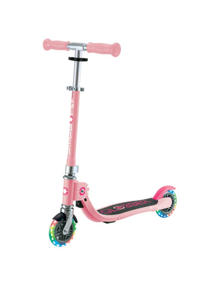 Детска сгъваема тротинетка с две светещи колела Globber Flow Foldable Junior Lights - розова