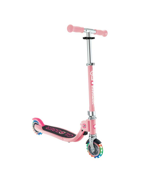 Детска сгъваема тротинетка с две светещи колела Globber Flow Foldable Junior Lights - розова