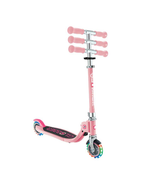 Детска сгъваема тротинетка с две светещи колела Globber Flow Foldable Junior Lights - розова