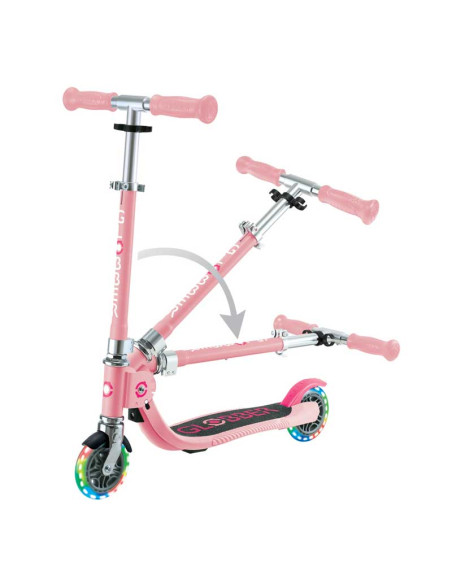 Детска сгъваема тротинетка с две светещи колела Globber Flow Foldable Junior Lights - розова