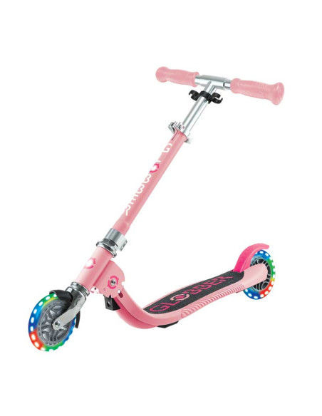 Детска сгъваема тротинетка с две светещи колела Globber Flow Foldable Junior Lights - розова