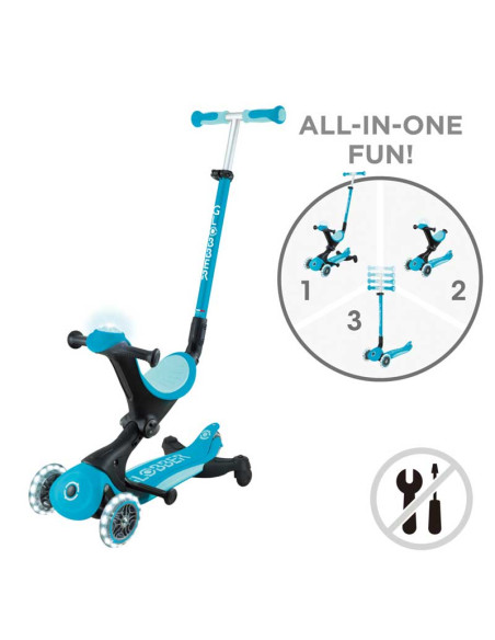 Тротинетка 5 в 1 GLOBBER GO UP DELUXE LIGHTS 360° - аква