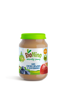 BioNino БИО ПЮРЕ ЯБЪЛКИ И БОРОВИНКИ, 4м+ 190 гр