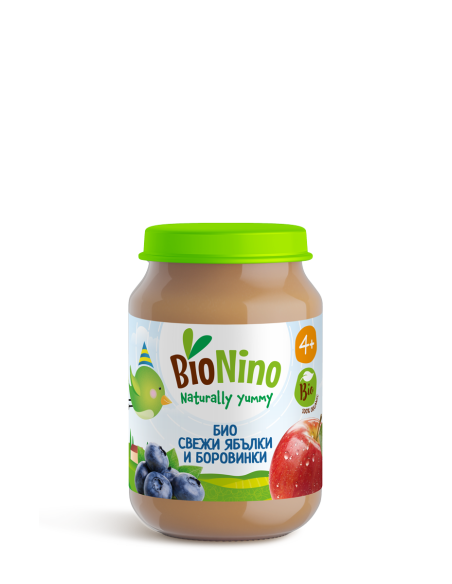 BioNino БИО ПЮРЕ ЯБЪЛКИ И БОРОВИНКИ, 4м+ 190 гр