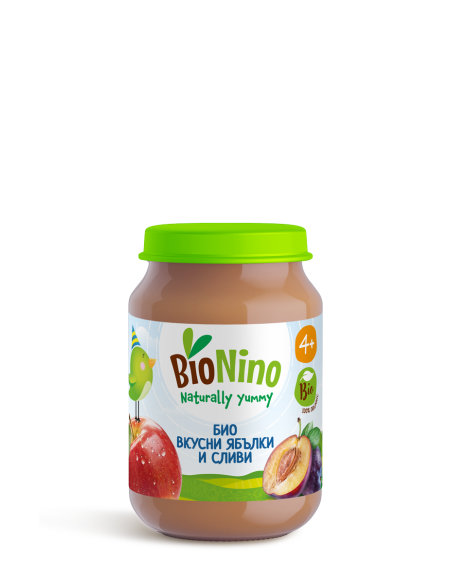 BioNino БИО ПЮРЕ ЯБЪЛКИ И СЛИВИ, 4м+ 190 гр