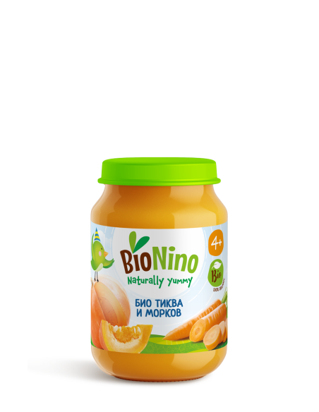 BioNino БИО ПЮРЕ ТИКВА И МОРКОВ, 4м+ 190 гр