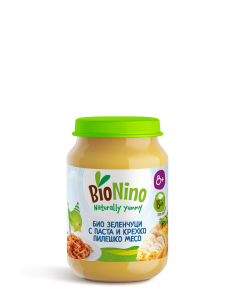 BioNino БИО ПЮРЕ ЗЕЛЕНЧУЦИ С ПАСТА И ПИЛЕШКО МЕСО, 8м+...