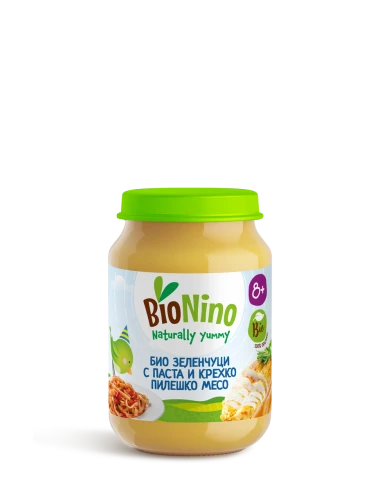 BioNino БИО ПЮРЕ ЗЕЛЕНЧУЦИ С ПАСТА И ПИЛЕШКО...