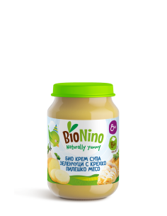 BioNino БИО КРЕМ СУПА СЪС ЗЕЛЕНЧУЦИ, СИРЕНЕ И ПИЛЕШКО...
