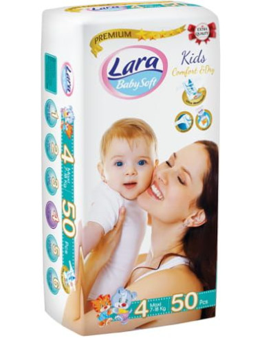 Пелени Lara Premium №4 7-18 кг х50 бр