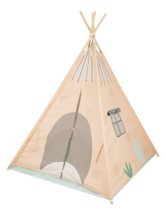 Дървена палатка за игра с мека подложка - Orange House