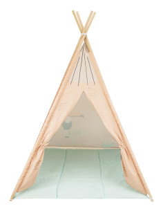 Дървена палатка за игра с мека подложка - Orange House 2