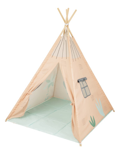 Дървена палатка за игра с мека подложка -...