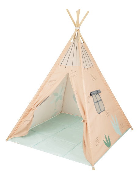 Дървена палатка за игра с мека подложка - Orange House