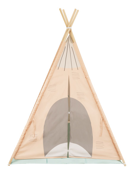 Дървена палатка за игра с мека подложка - Orange House