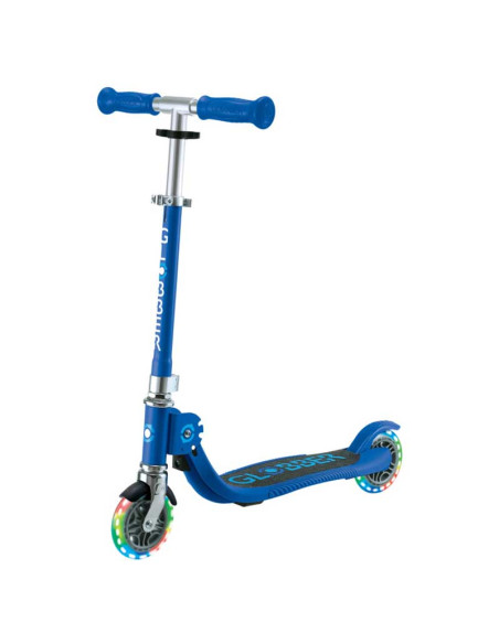 Детска сгъваема тротинетка с две светещи колела Globber Flow Foldable Junior Lights - синя
