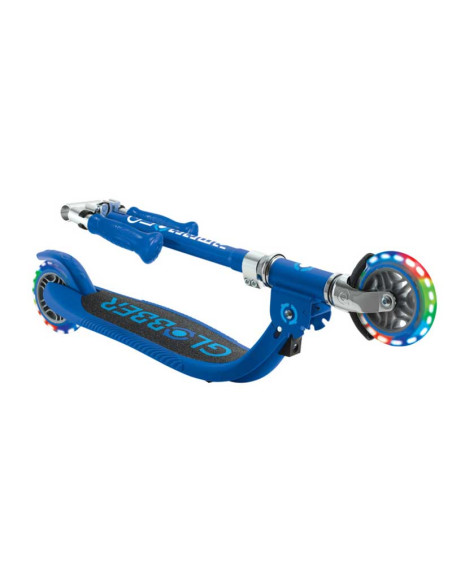Детска сгъваема тротинетка с две светещи колела Globber Flow Foldable Junior Lights - синя