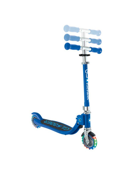 Детска сгъваема тротинетка с две светещи колела Globber Flow Foldable Junior Lights - синя