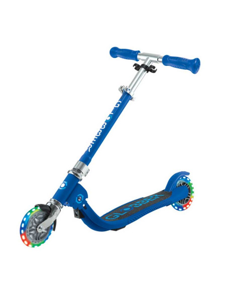 Детска сгъваема тротинетка с две светещи колела Globber Flow Foldable Junior Lights - синя