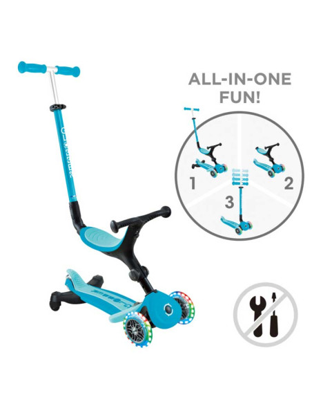 Сгъваема тротинетка 5 в 1 GLOBBER GO UP ACTIVE LIGHTS 360° - аква