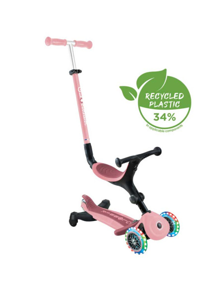 Сгъваема тротинетка 5 в 1 GLOBBER GO UP ACTIVE LIGHTS 360° - пастелно розова