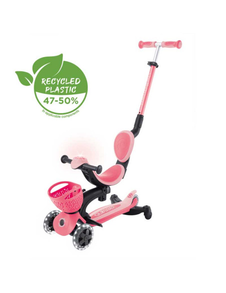 Тротинетка 5 в 1 GLOBBER GO UP BABY LEARN 360° FLASH LIGHTS, розова