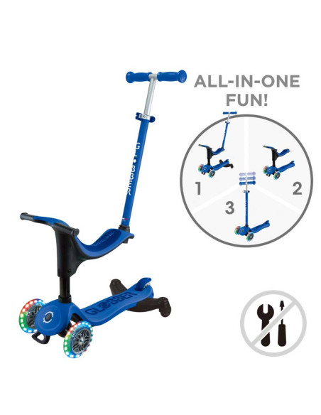 Тротинетка 4 в 1 GLOBBER GO UP SPORTY LIGHTS 360° - синя