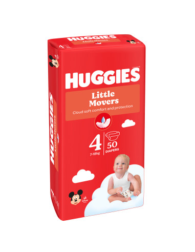 Huggies Бебешки пелени Little Movers 4, 7-18кг,  50 бр.