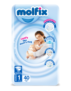 Molfix Бебешки пелени 1, 2-5кг, 40бр.