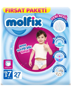 Molfix Бебешки пелени гащи 7, 19+ кг, 27бр.