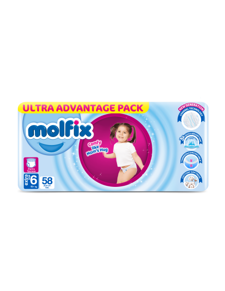 Molfix Giant Pack пелени гащи 6, 15+ кг, 58бр.