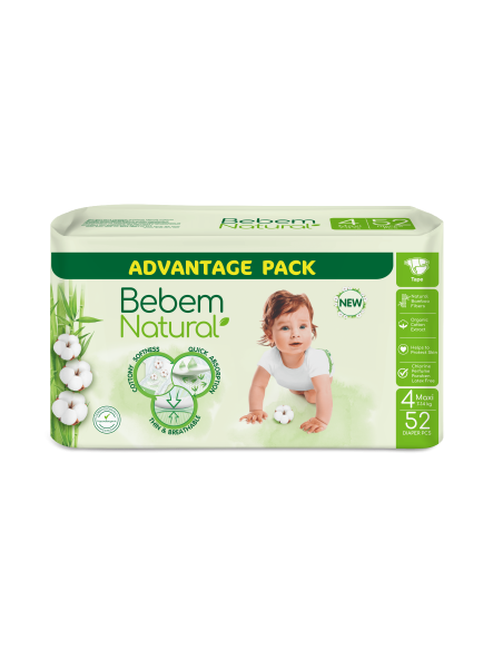 Bebem Natural Бебешки пелени 4, 7-14кг, 52бр.