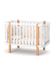 Veres бебешка кошара от бук Монако БЯЛО/БУК 60/120 см +...