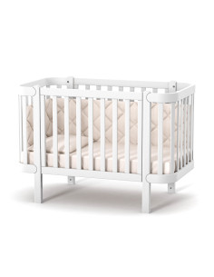 Veres бебешка кошара от бук Монако БЯЛО 60/120 см + колелца