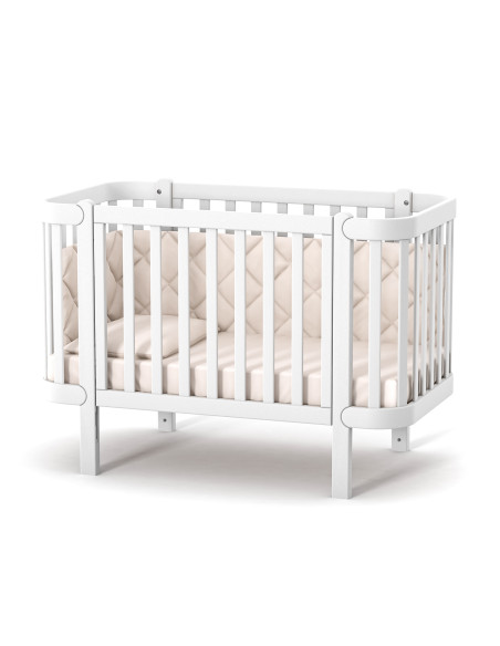 Veres бебешка кошара от бук Монако БЯЛО 60/120 см + колелца