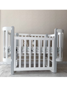 Veres бебешка кошара от бук Монако БЯЛО/СИВО 60/120 см +... 2