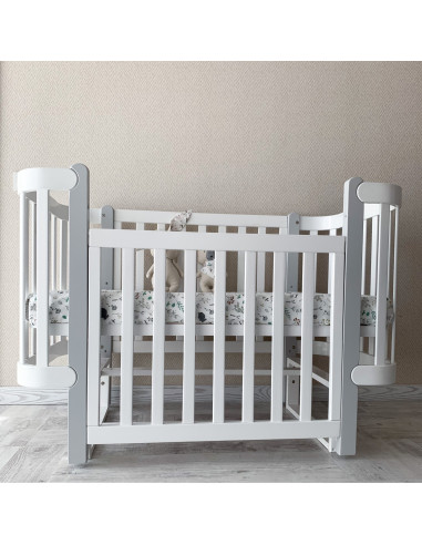 Veres бебешка кошара от бук Монако БЯЛО/СИВО...