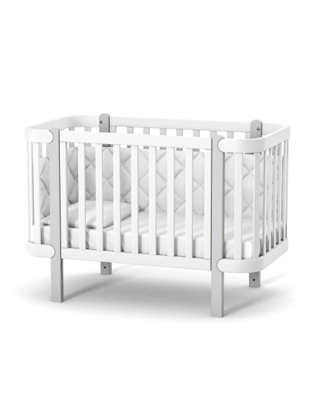 Veres бебешка кошара от бук Монако БЯЛО/СИВО 60/120 см + колелца