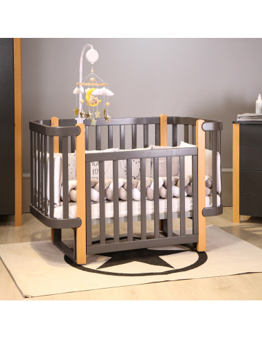 Veres бебешка кошара от бук Монако ГРАФИТ/ДЪРВО...